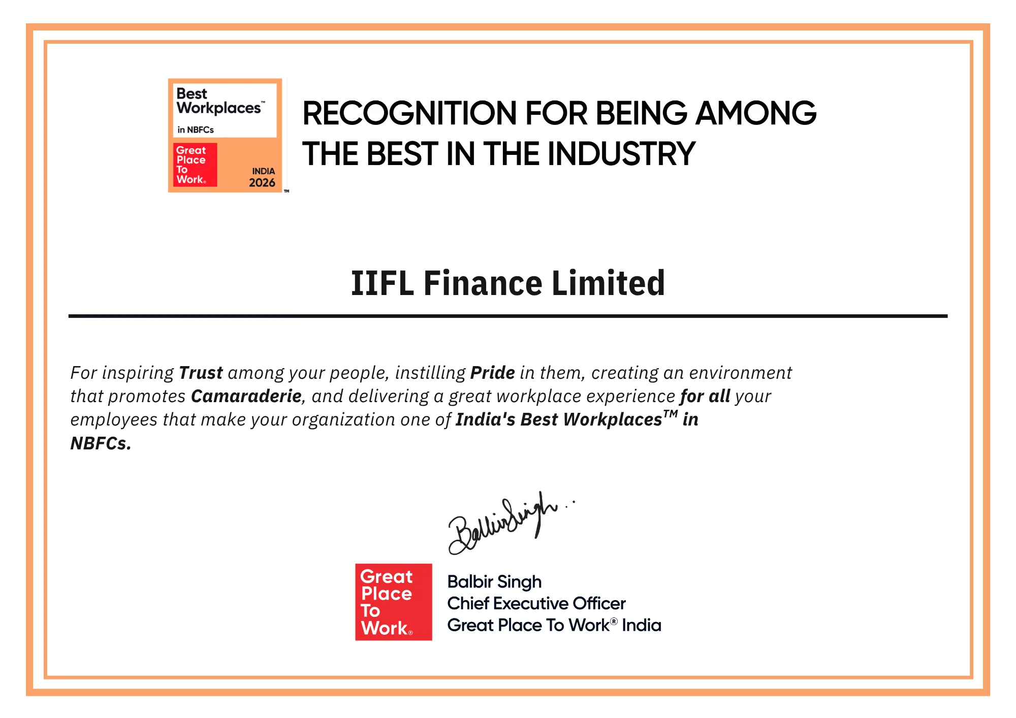 India's Best Workplaces in NBFCs 2026