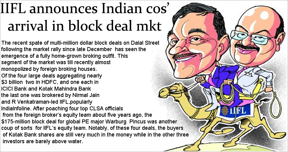 IIFL announces Indian cos' arrival in block deal mkt