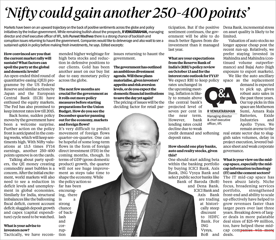Nifty could gain another 250-400 points: R Venkataraman