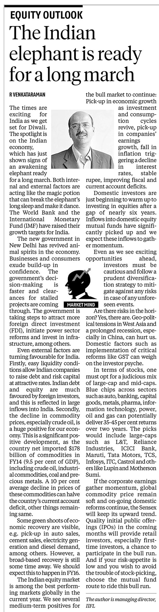The Indian elephant is ready for a long march