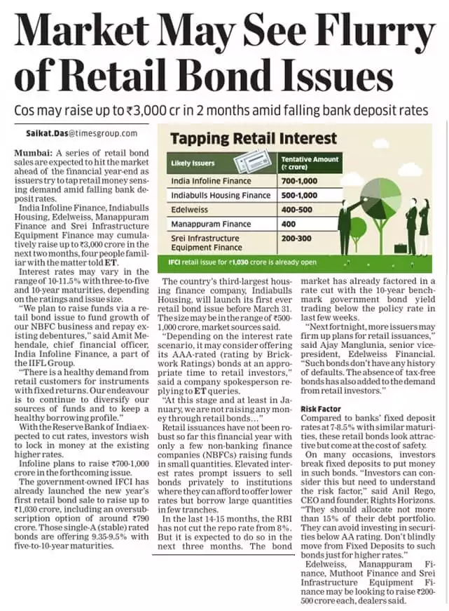 Markets may see flurry of retail bond issues