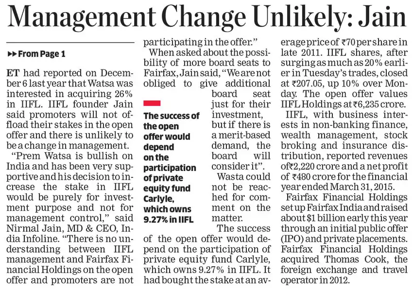 Management Change Unlikely: Jain