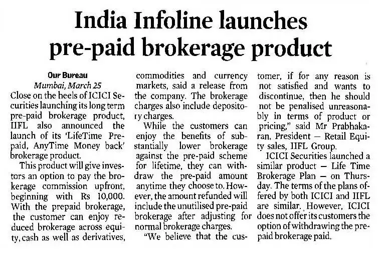 India Infoline launches pre-paid brokerage product