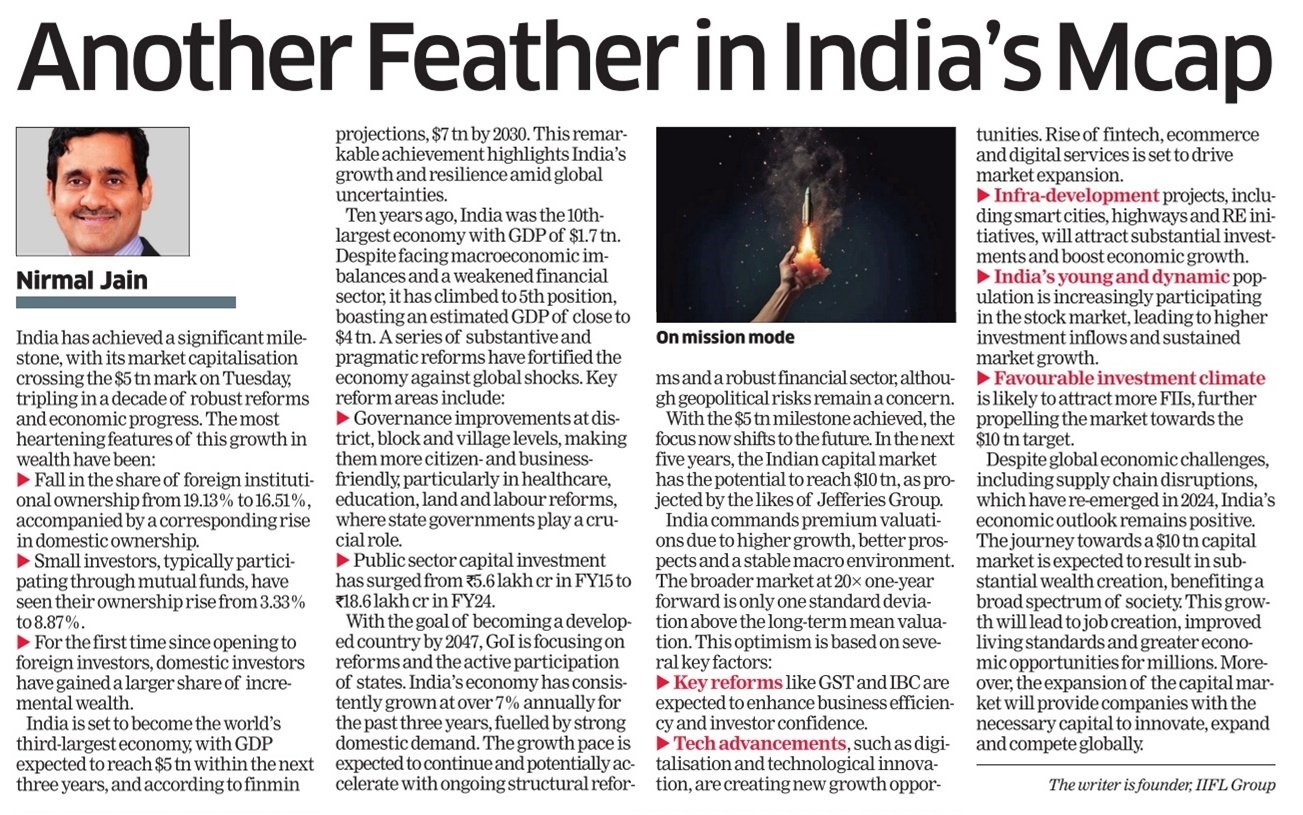 ET Column: 'Another Feather In India's Mcap'