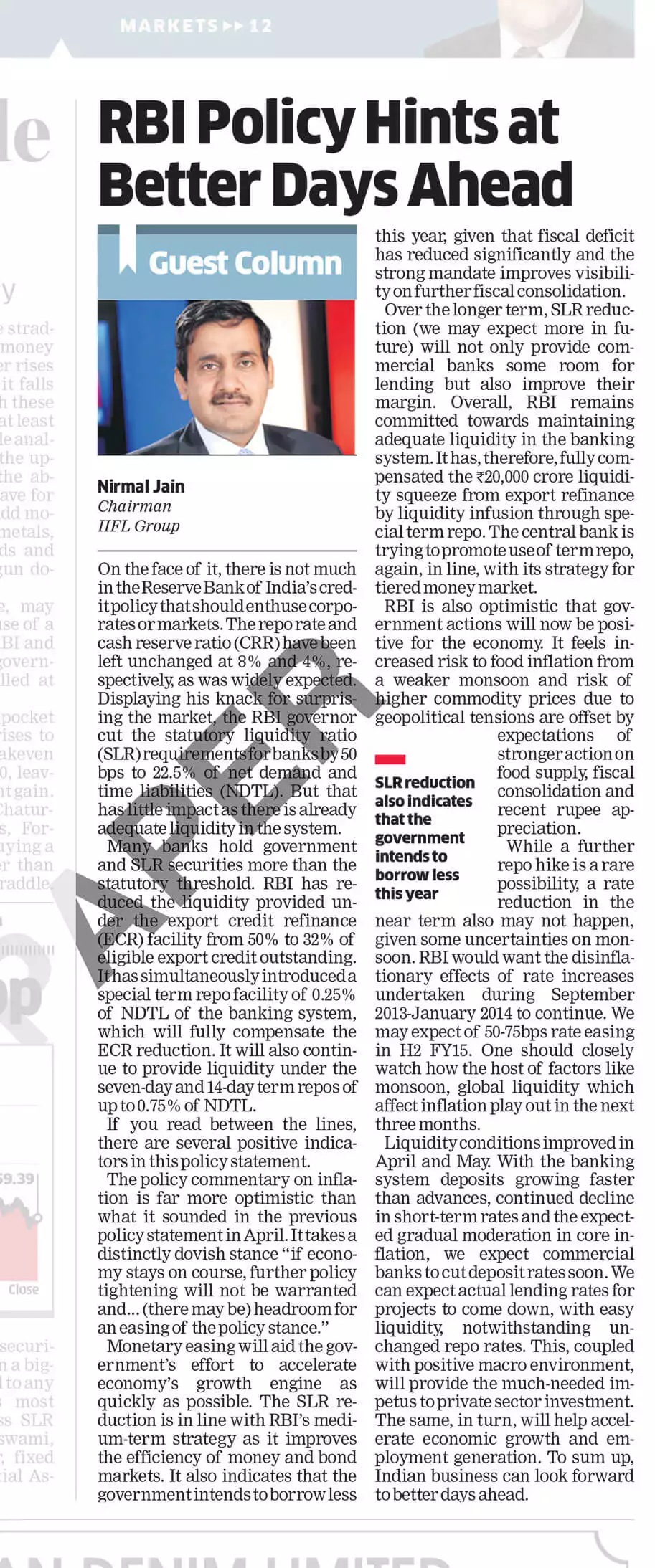 RBI policy hints at better days ahead for markets: Nirmal Jain