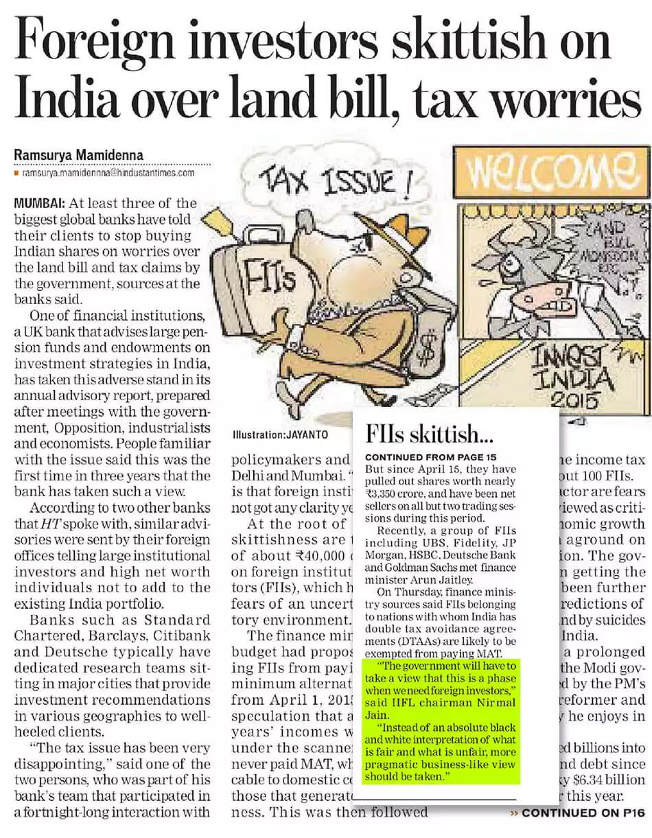 Foreign investors skittish on India over land bill, tax worries