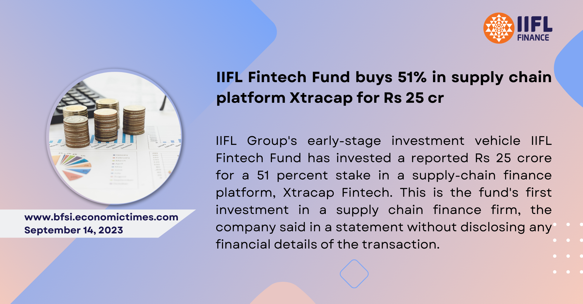 IIFL Fintech Fund buys 51% in supply chain platform Xtracap for Rs 25 cr