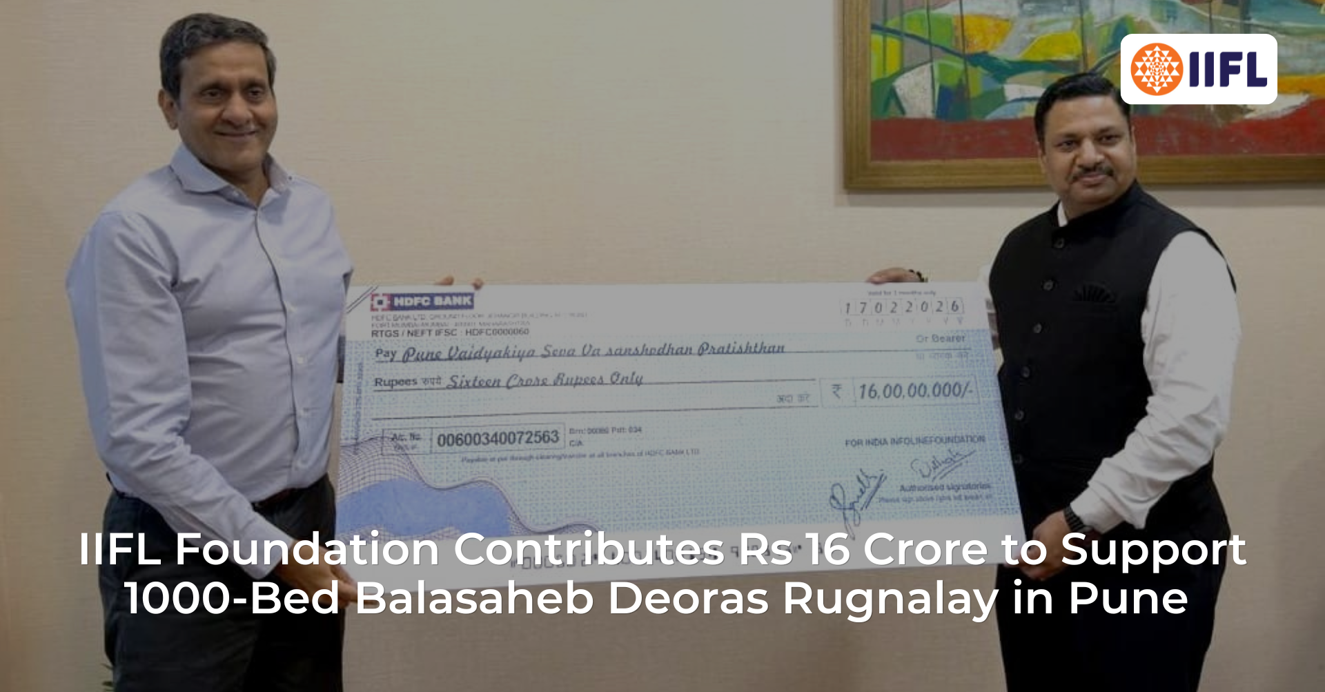 IIFL Foundation Contributes Rs 16 Crore to…