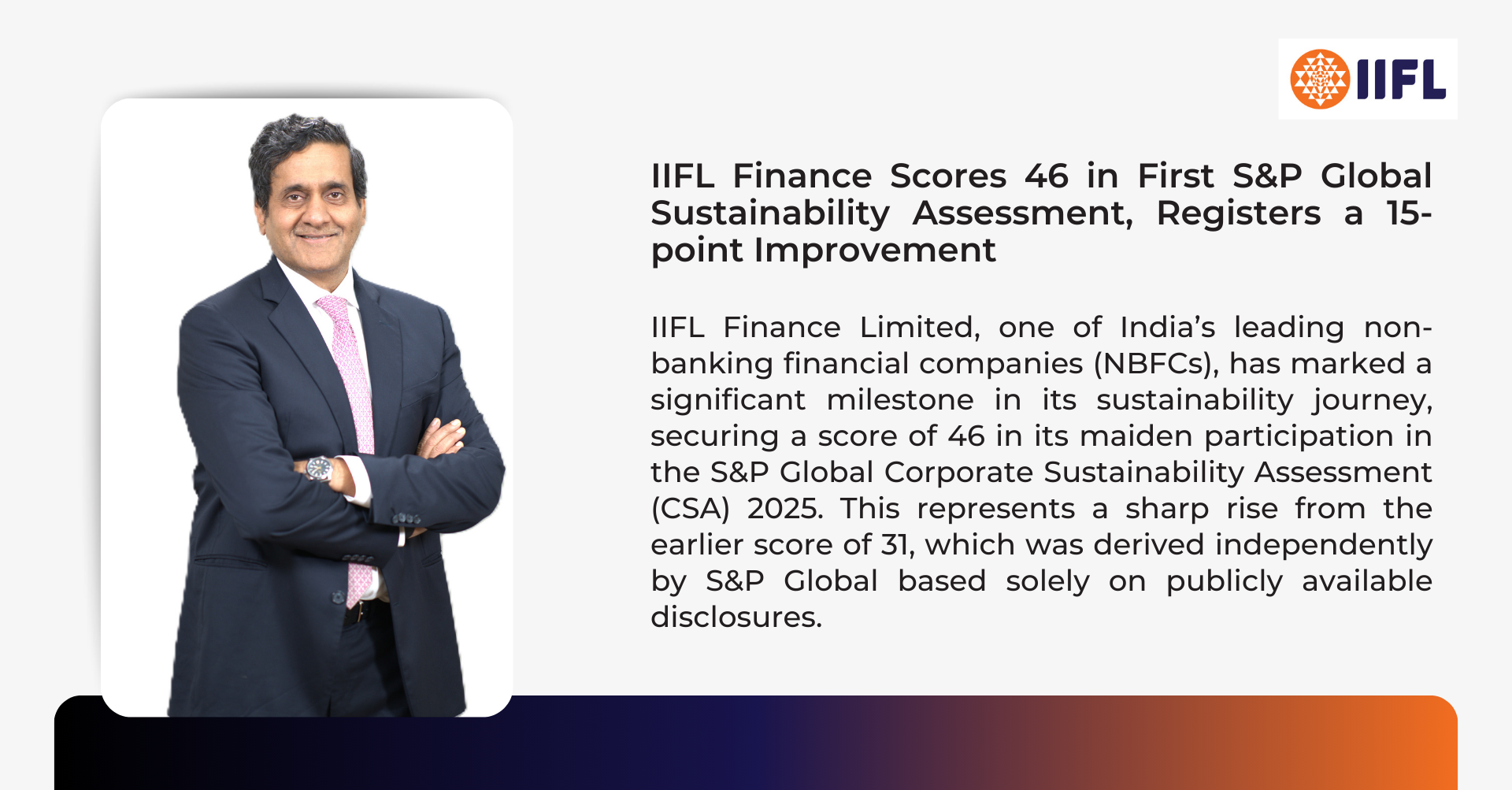IIFL Finance Scores 46 in First S&P Global…