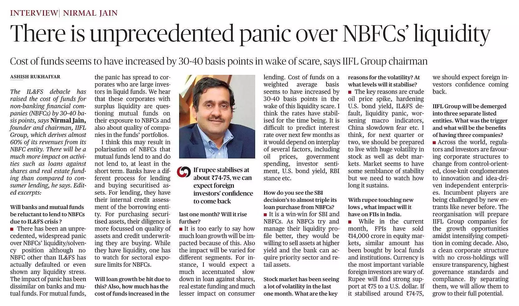 There is unprecedented panic over NBFCs� liquidity