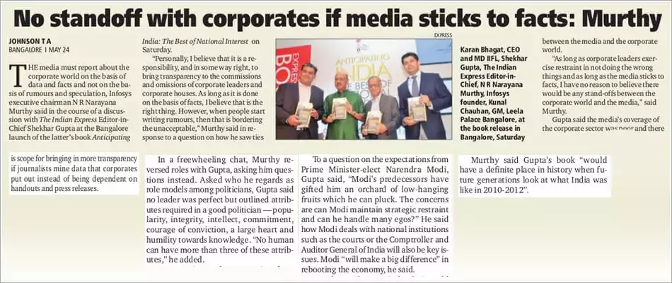No standoff with corporates if media sticks to facts: Murthy