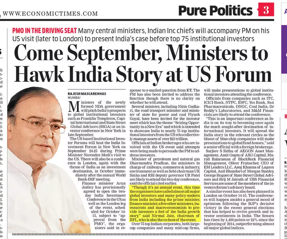 Come September, Ministers to Hawk India Story at US Forum