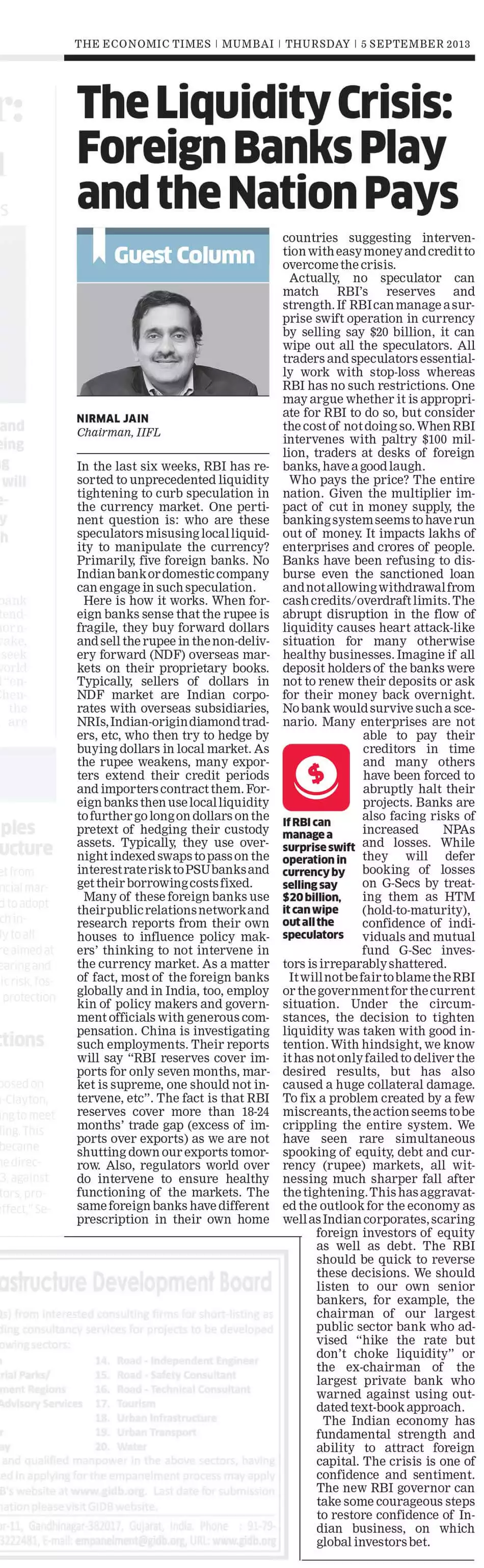 The Liquidity Crisis: Foreign Banks Play and the Nation Pays