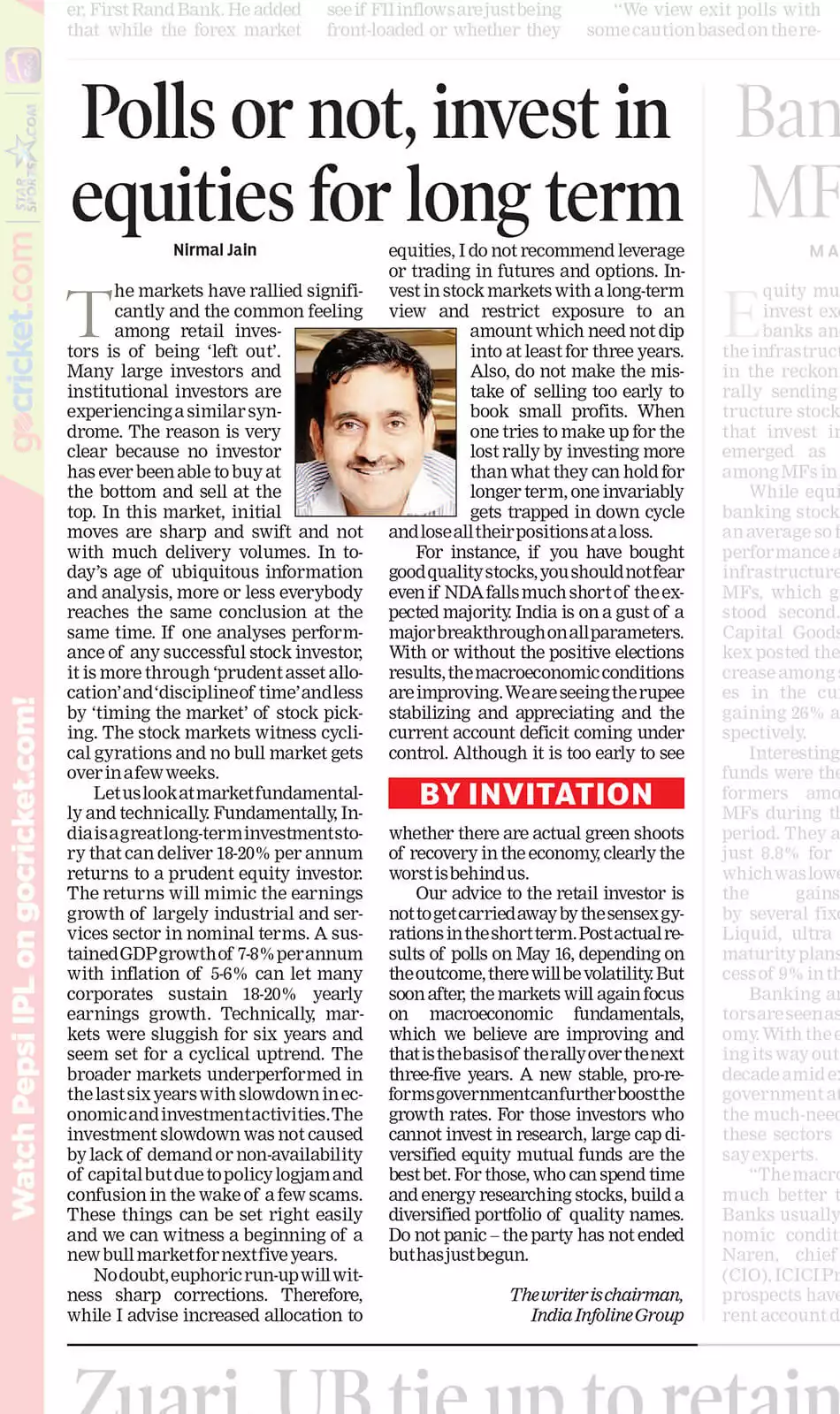 Polls or not, invest in equities for long term: Nirmal Jain
