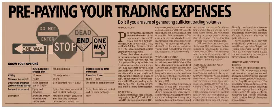 Pre-Paying your trading expenses