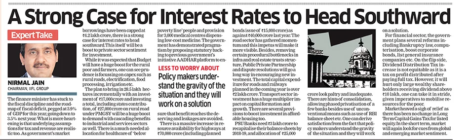 Budget 2016: A strong case for interest rates to head southward