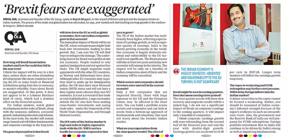 Brexit fears are exaggerated: Nirmal Jain