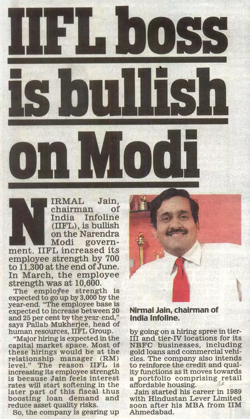 IIFL boss is bullish on Modi