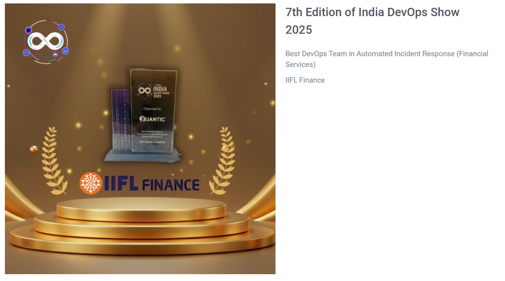 IIFL Finance awarded Best DevOps Team in Automated Incident Response at 7th Edition of India DevOps Show 2025